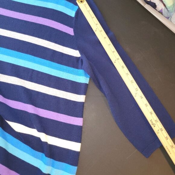 Talbots Striped Navy Purple Sweater XLP XL Petite - Picture 8 of 9